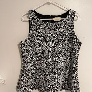 Anthropologie Black and White Floral Tank Top